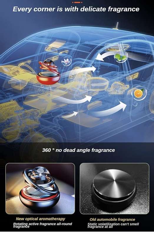 Car Perfume Aromatherapy Solar Double-ring Suspension Rotating