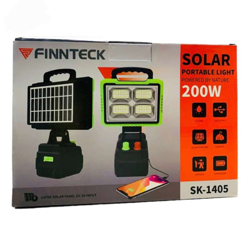 Portable Rechargeable Solar Floodlight with 14000mAh Backup Battery- 200watt