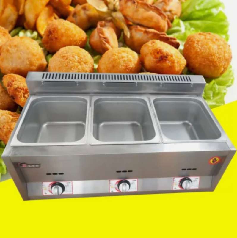 Countertop Gas Fryer for Home and Commercial, Triple Basket 18L