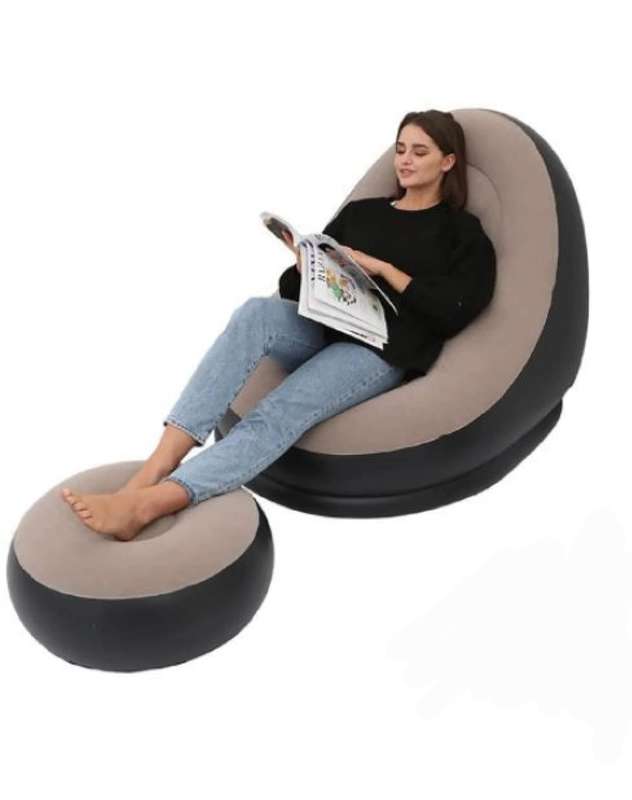 lazy sofa bed footstool set, outdoor foldable air cushion recliner, Thickened flocking inflatable so
