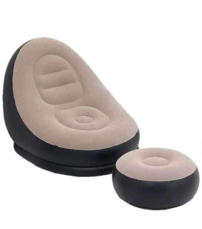 lazy sofa bed footstool set, outdoor foldable air cushion recliner, Thickened flocking inflatable so