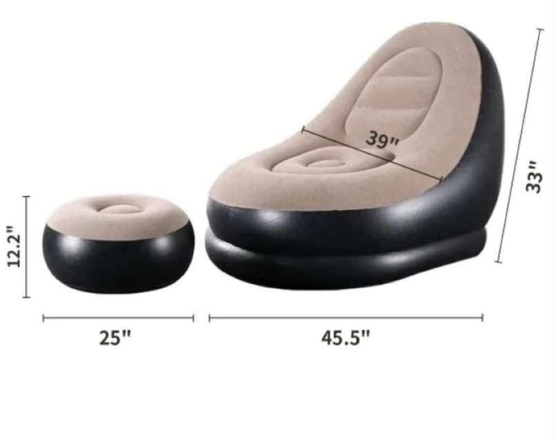 lazy sofa bed footstool set, outdoor foldable air cushion recliner, Thickened flocking inflatable so