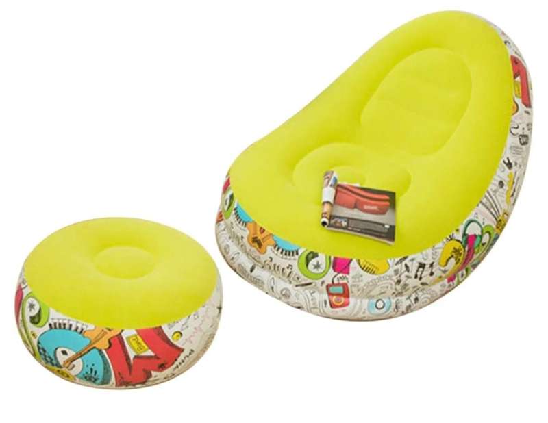 lazy sofa bed footstool set, outdoor foldable air cushion recliner, Thickened flocking inflatable so