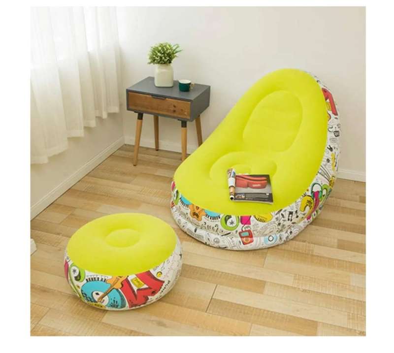 lazy sofa bed footstool set, outdoor foldable air cushion recliner, Thickened flocking inflatable so