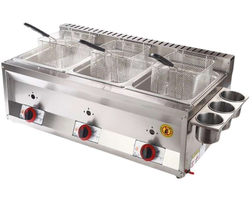 Countertop Gas Fryer for Home and Commercial, Triple Basket 18L