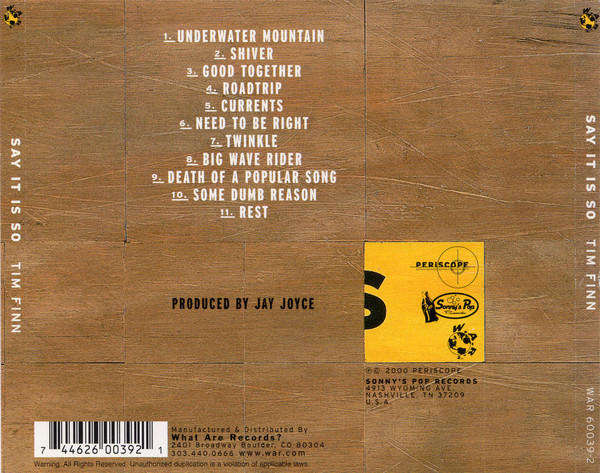 CD - Tim Finn - Say It Is So