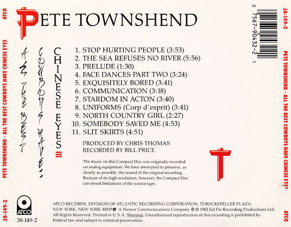 CD - Pete Townshend - All The Best Cowboys Have Chinese Eyes