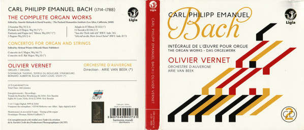 CD - Carl Philipp Emanuel Bach Olivier Vernet - ntégrale De L'Œuvre Pour Orgue - The Organ Works -