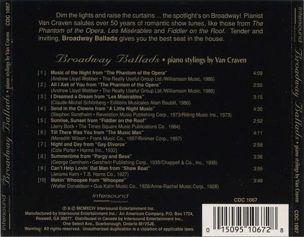 CD - Van Craven - Interludes: Broadway Ballads