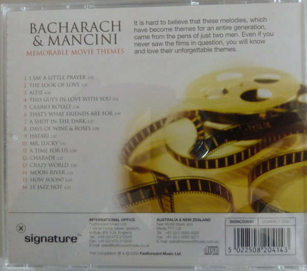 CD - Bacharach - Henry Mancini - Memorable Movie Themes