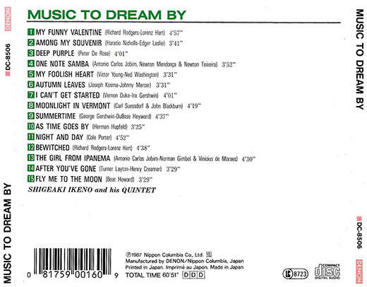 CD - Shigeaki Ikeno And His Quintet - Music To Dream By