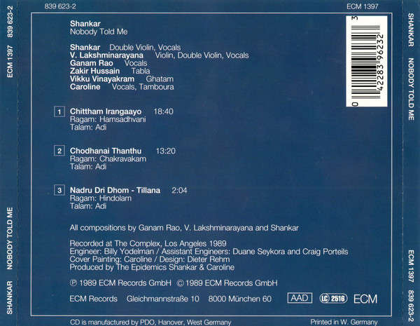 CD - Shankar - Nobody Told Me