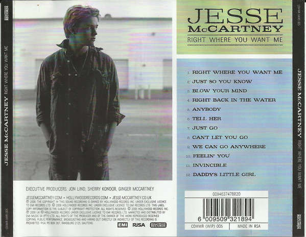 CD - Jesse McCartney - Right Where You Want Me