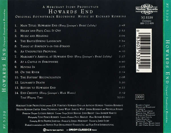 CD - Howards End (Original Soundtrack Recording)