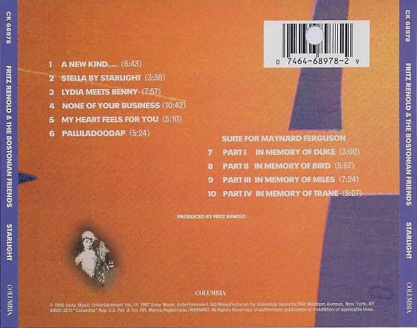 CD - Fritz Renold & The Bostonian Friends - Starlight (New Sealed)