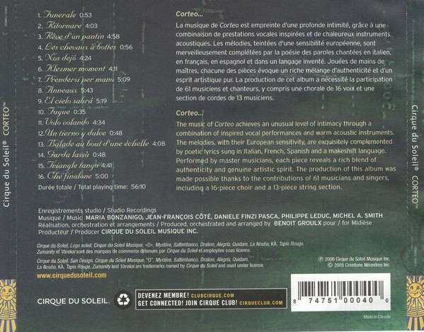 CD - Cirque Du Soleil  Corteo