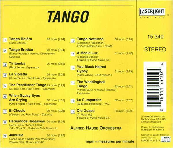 CD - Alfred Hause Orchestra - Tango