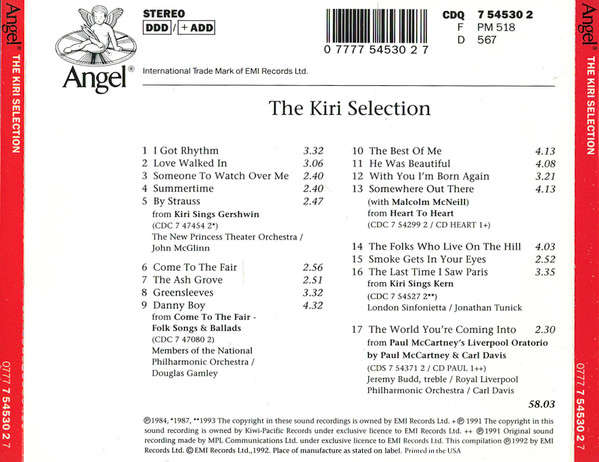 CD - Kiri Te Kanawa - The Kiri Selection