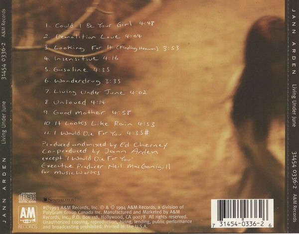 CD - Jann Arden  Living Under June