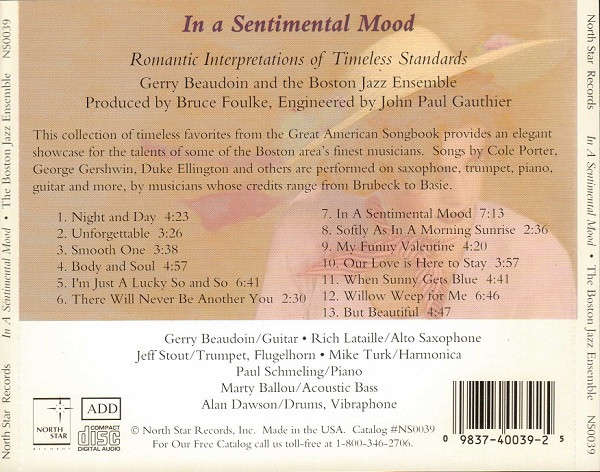 CD - The Boston Jazz Ensemble - In A Sentimental Mood