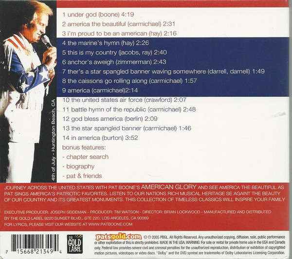 CD - Pat Boone - American Glory (Cd + Dvd)(Digipak)