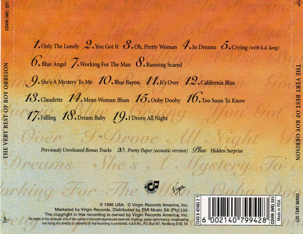 CD - Roy Orbison - The Very Best Of Roy Orbison