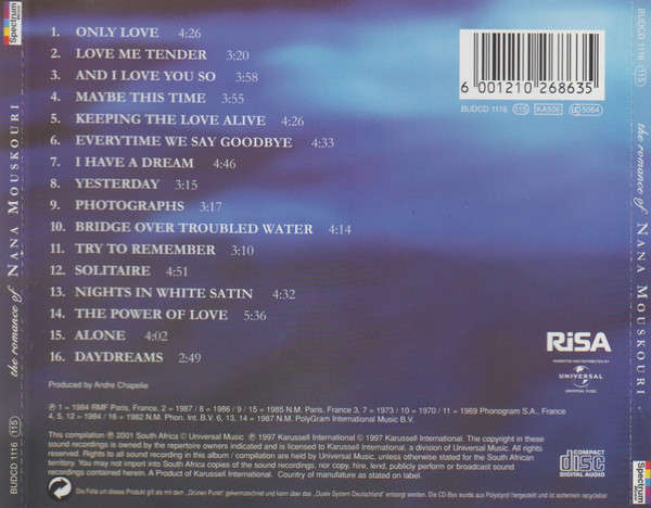 CD - Nana Mouskouri - The Romance Of Nana Mouskouri