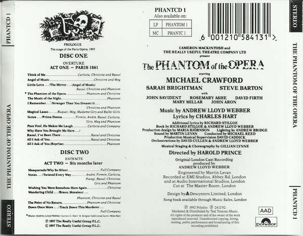CD - Andrew Lloyd Webber - The Phantom Of The Opera (2cd)