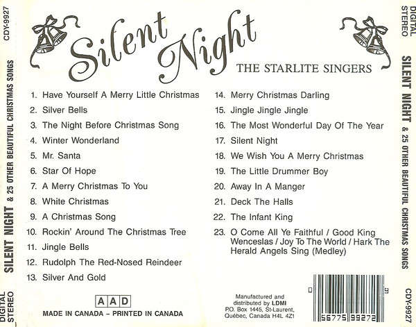 CD - The Starlite Singers - Silent Night & 25 Other Beautiful Christmas Songs