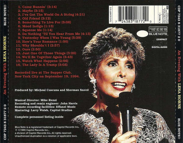 CD - Lena Horne - An Evening With