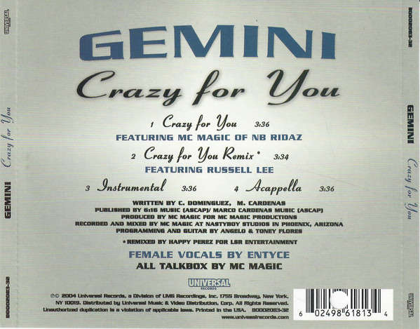 CD - Big Gemini - Crazy For You - B0002083-32