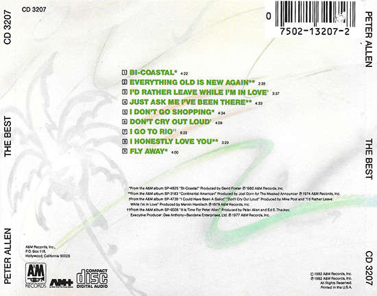 CD - Peter Allen - Peter Allen - The Best