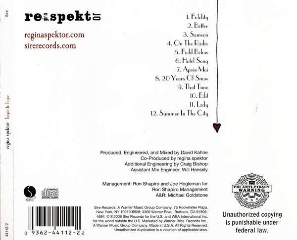 CD - Regina Spektor - Begin To Hope