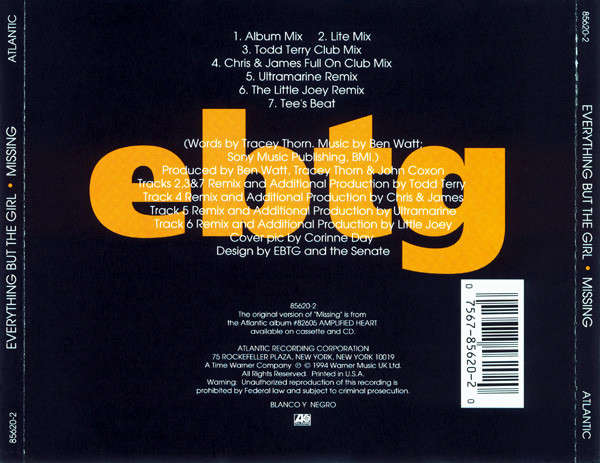 CD - Everything But The Girl - Missing (The Full Remix EP)