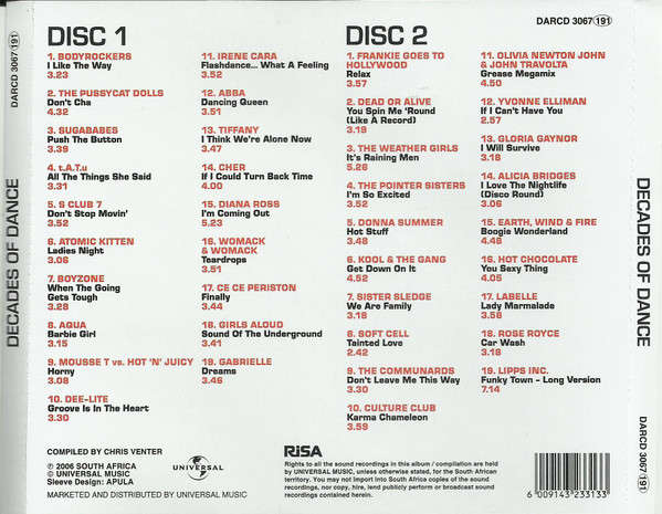 CD - Various - Decades Of Dance (2cd) - DARCD 3067