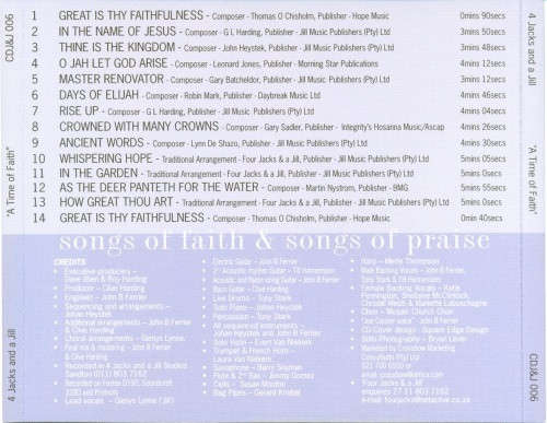 CD - Four Jacks And A Jill - A Time Of Faith Volume 2 - CDJ&J 006
