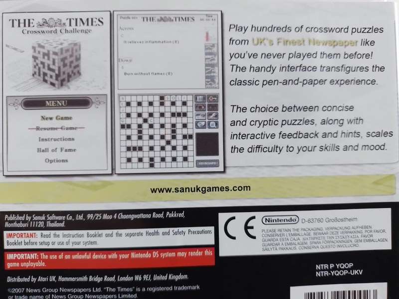 Nintendo DS - The Times Crossword Challenge