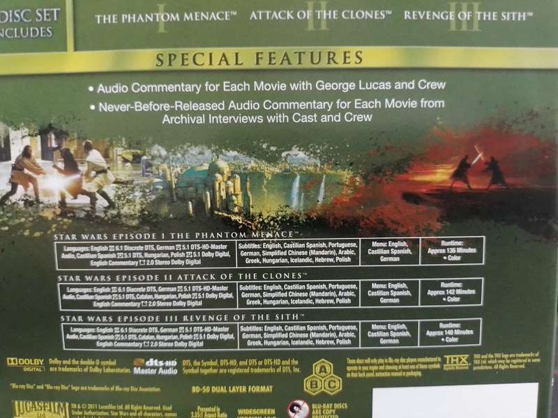 Blu-ray - Star Wars Prequel Trilogy Phantim Menace Attack of the Clones Revenge of the Sith