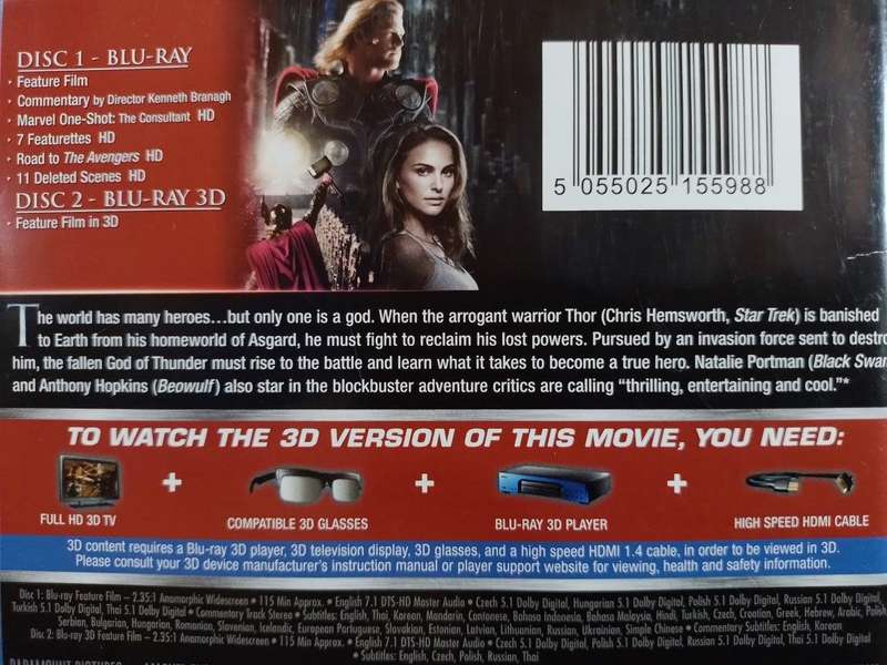 Blu-ray3D - Thor Limited 3D Edition  3d Bluray + Blu Ray