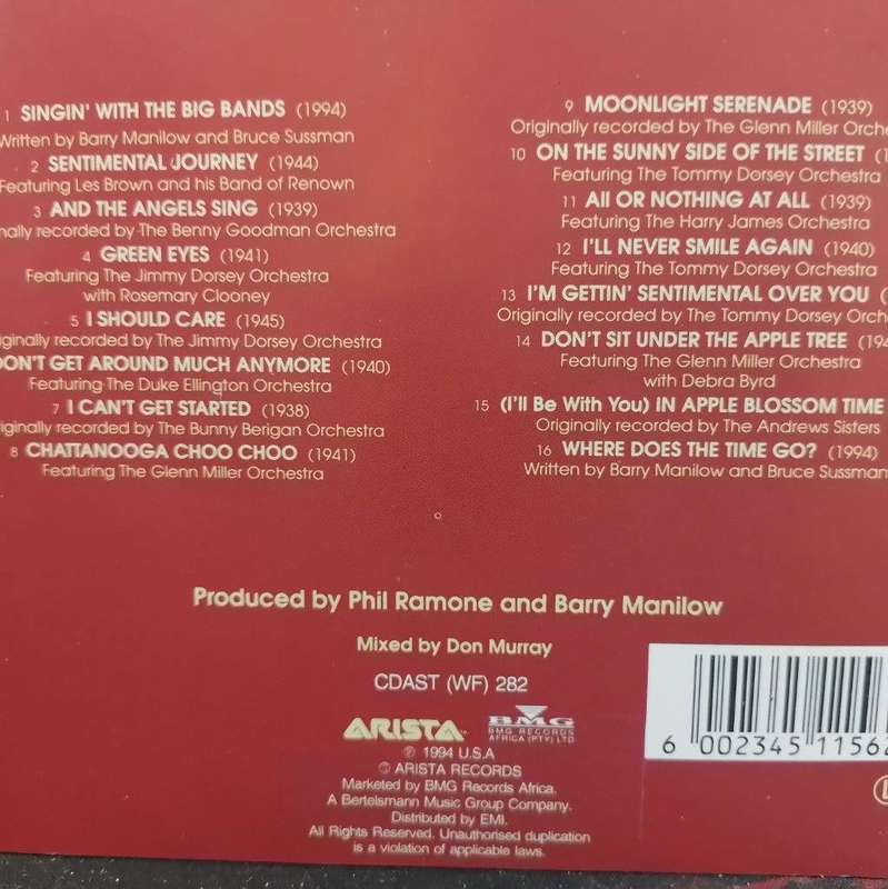 CD - Barry Manilow  Singin' With The Big Bands - CDAST (WF) 282