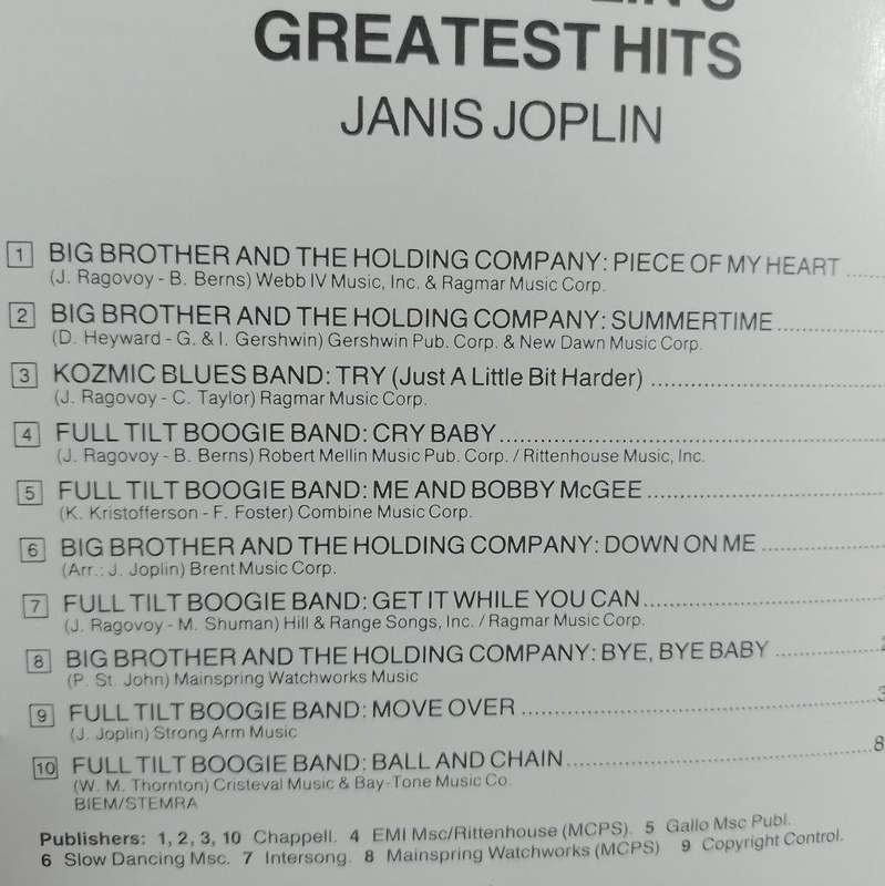 CD - Janis Joplin - Janis Joplin's Greatest Hits - CDANIC 011