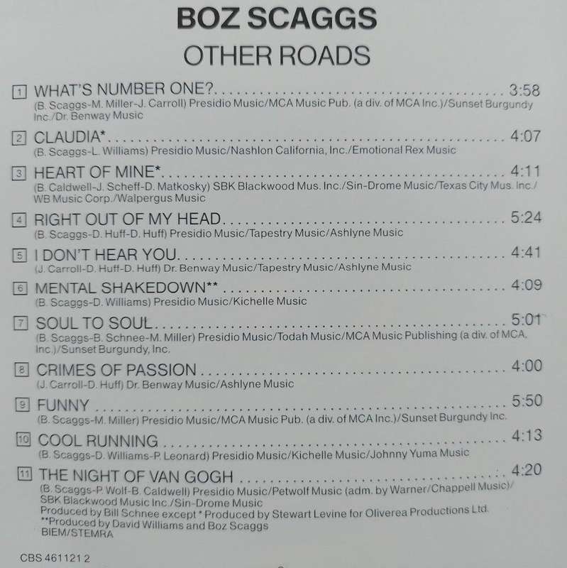 CD - Boz Scaggs - Other Roads - CBS 461121 2