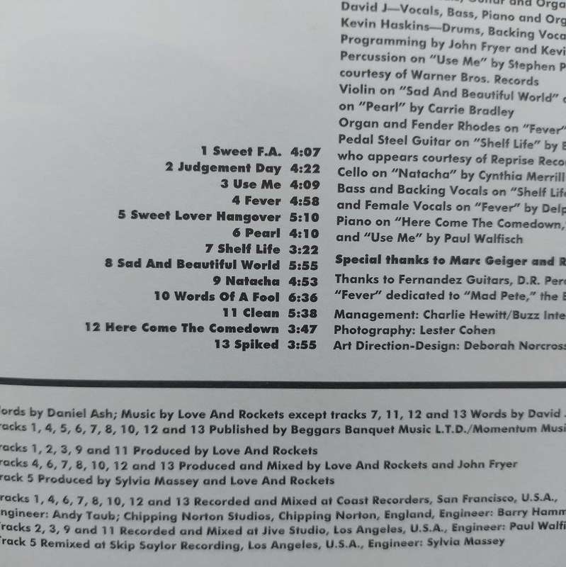 CD - Love And Rockets - Sweet F.A. - 9 43058-2 (Promo CD)