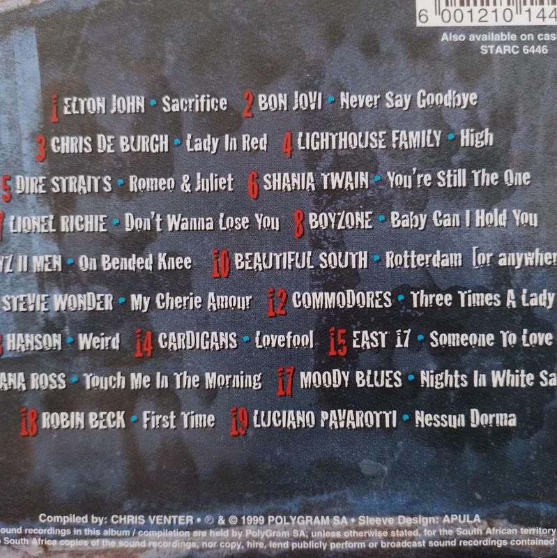 CD - Various - The One And Only Love Songs Album - STARCD 6446