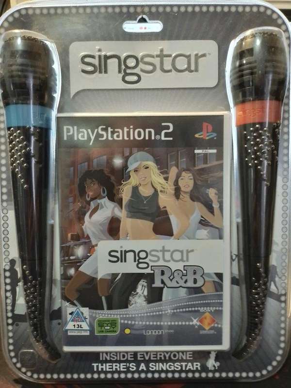 PS2 - Official Sony Wired Singstar Microphones with USB adaptor + Singstar R&B (NOS Factory Sealed)