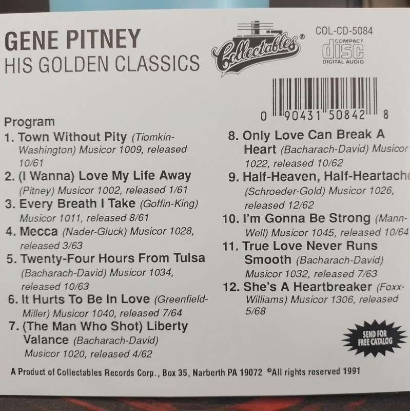 CD - Gene Pitney - Hits Golden Classics