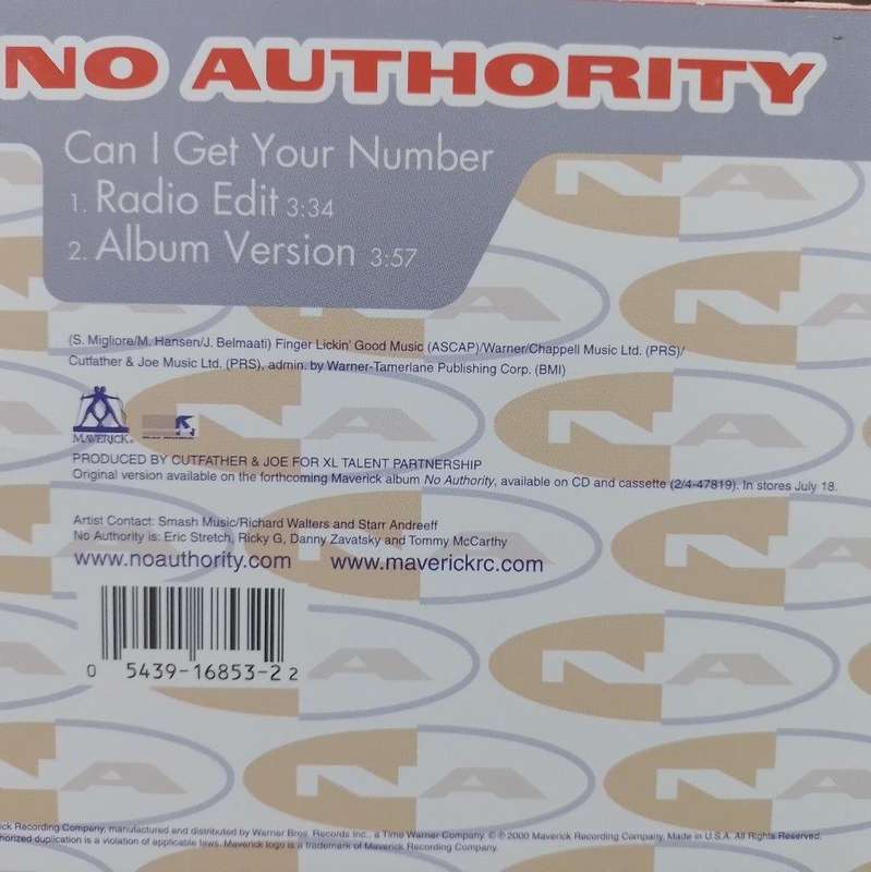 CD - No Authority - Can I Get Your Number (Slide box)