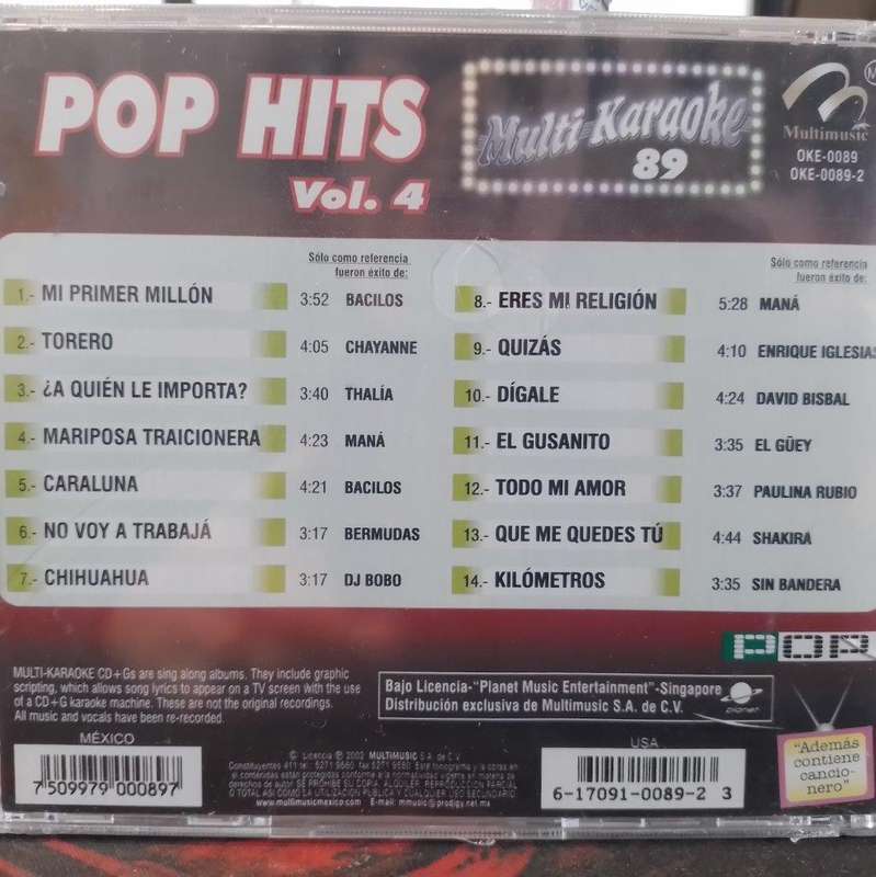 CD - Pop Hits Vol.4 Multi Karaoke (New Sealed)
