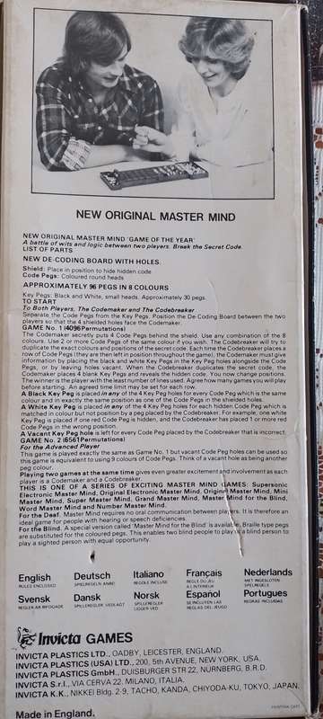 Vintage New Original Mastermind Made in England by Invicta Games