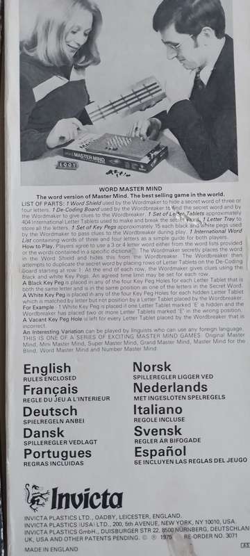 Vintage Word Mastermind Made in England by Invicta Games (New Improved Version)